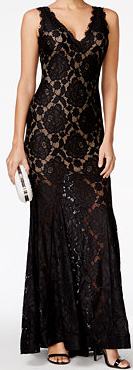 Petite Black Lace Gown