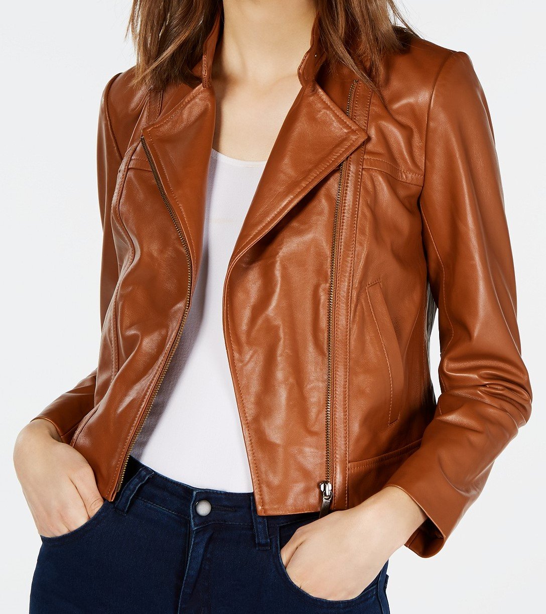 Petite Leather Moto Jacket - Macys